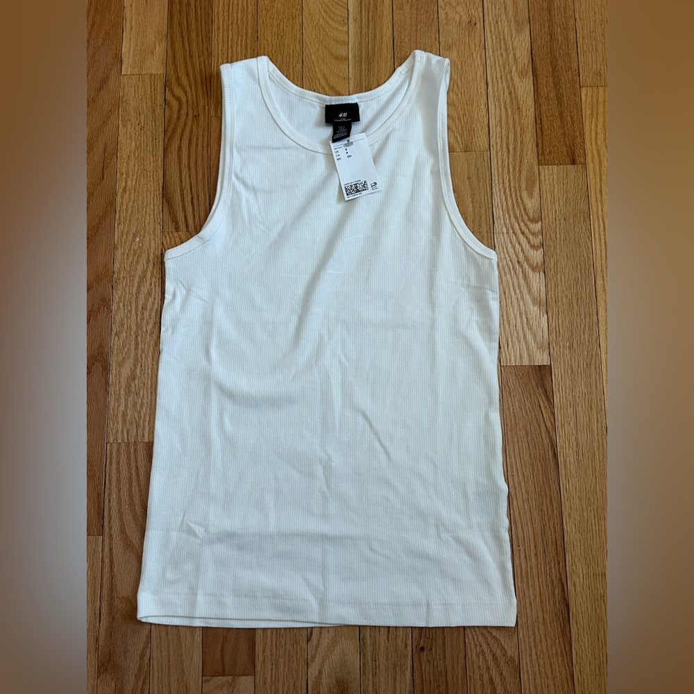H&M White Ribbed Women's Tank Top